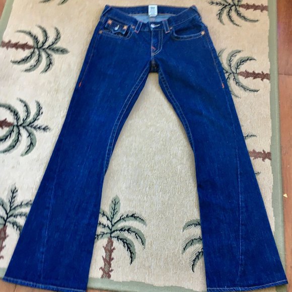True Religion Dark Wash Flare World Tour Jeans Size 29 - Picture 3 of 7